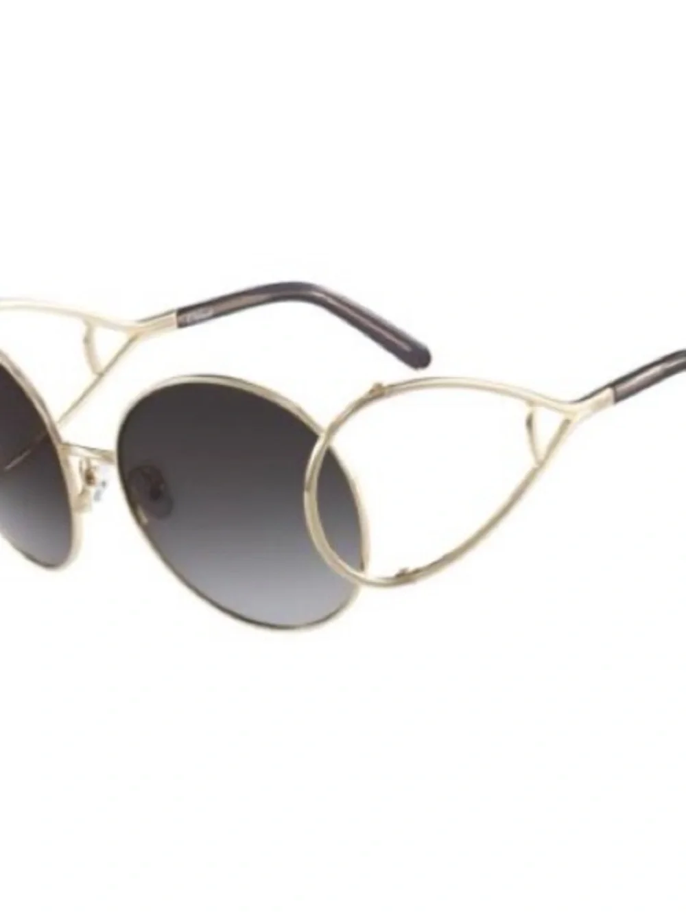 Chloé Gold Round Sunglasses with Gray Gradient Lenses